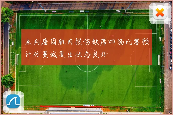 米利唐因肌肉损伤缺席四场比赛预计对曼城复出状态良好